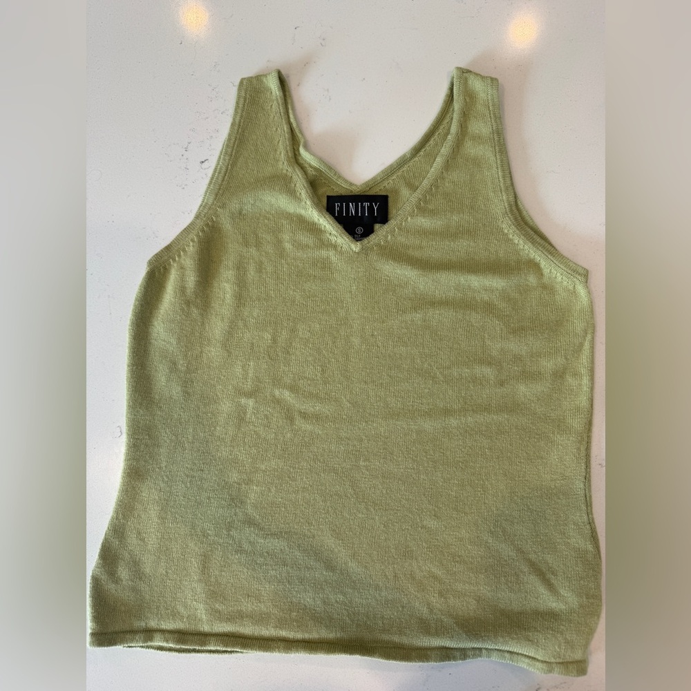 Finity Sage Green V-Neck Knit Tank Top